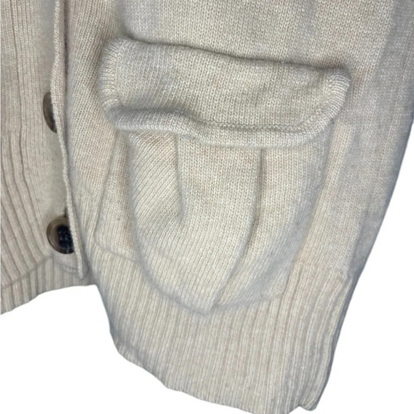 J Crew Beige Button Up Wool Blend Cardigan Women’s Size Large Bohemian Preppy - Picture 6 of 9